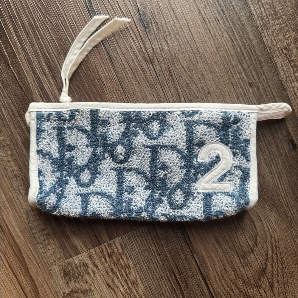 Christian Dior Trotter Canvas Pouch Pile Blue Auth yk2099
